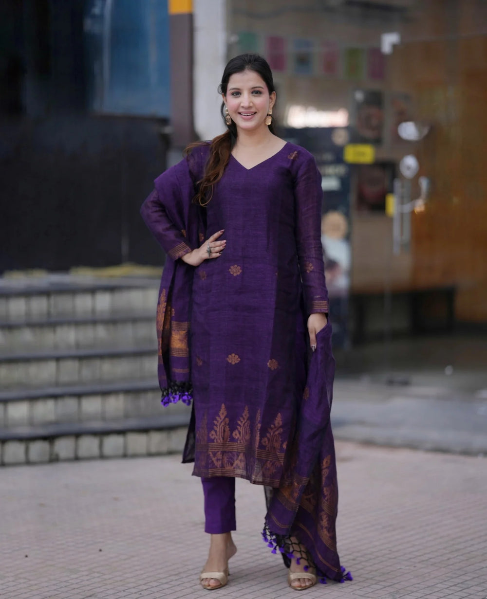 Royal Purple Bliss Festive 3-Piece Salwar Suit Set