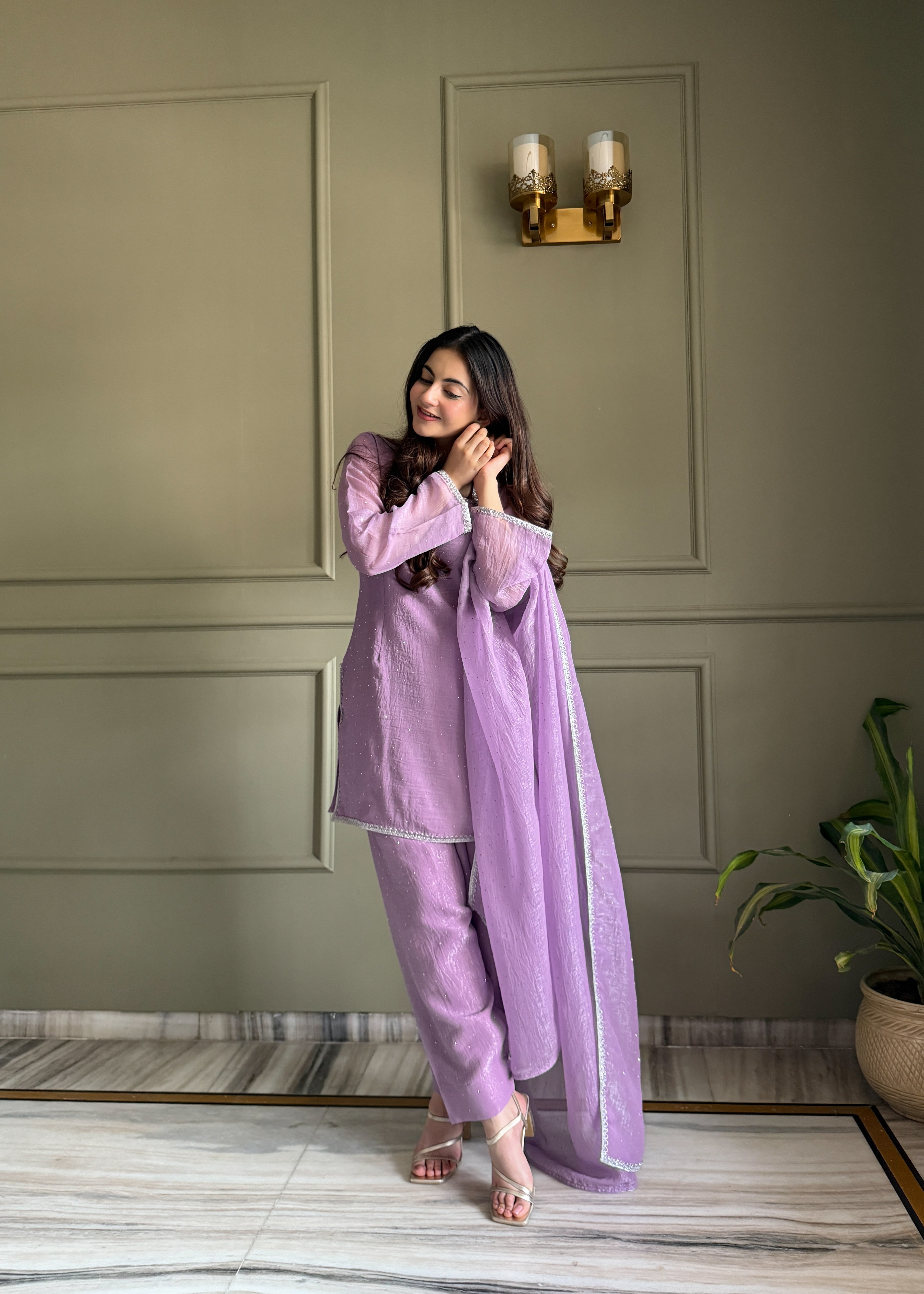 Luvender Color Crunchy Silk Farshi Suit