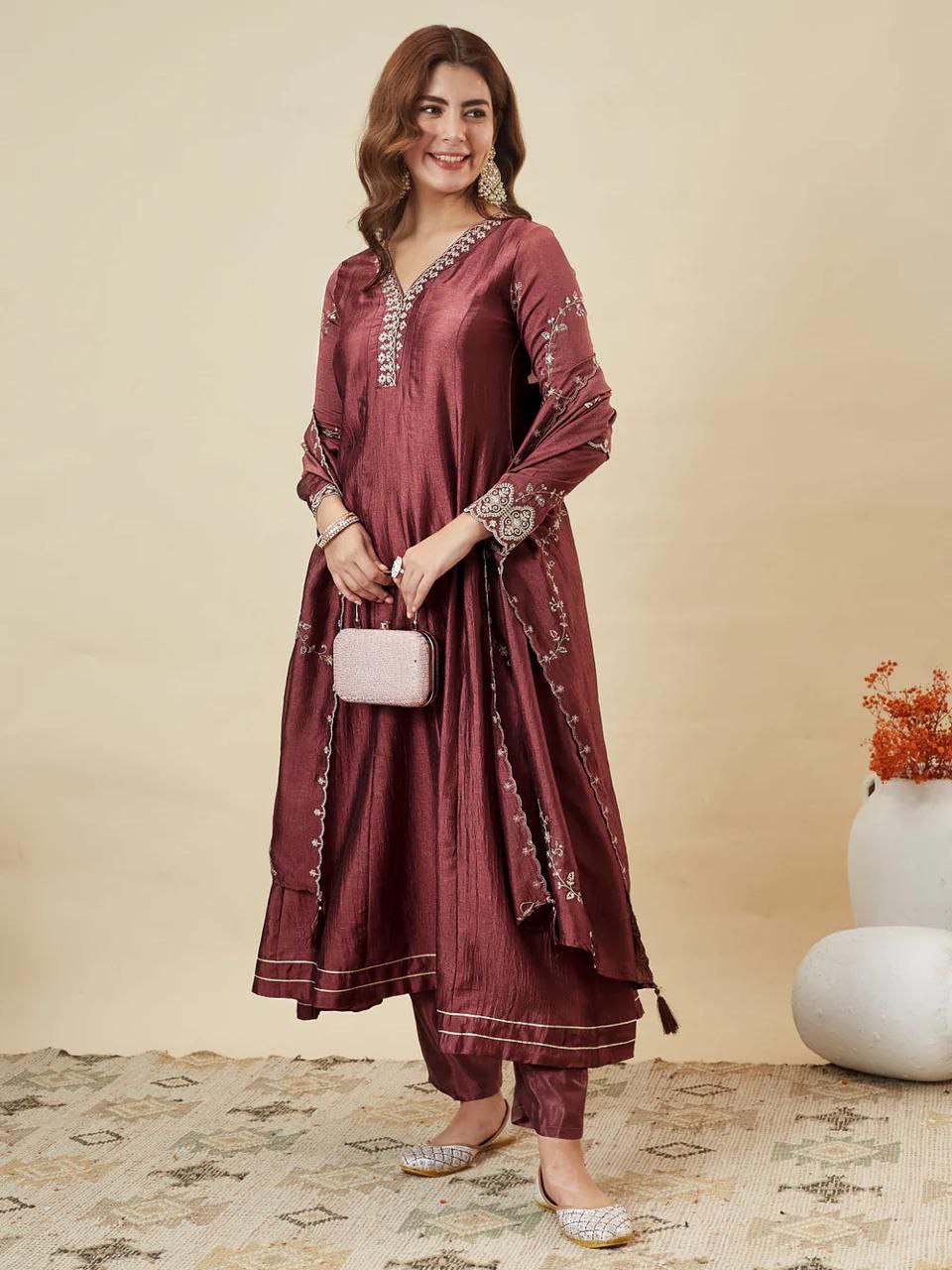 Zareen Aura Embroidered Anarkali Kurti Pant Set
