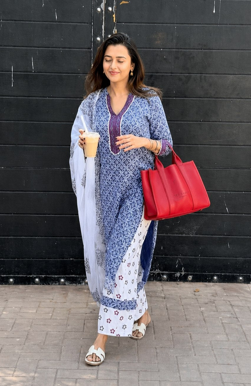 Premium Lilan Printed Kurti Pant Dupatta Set