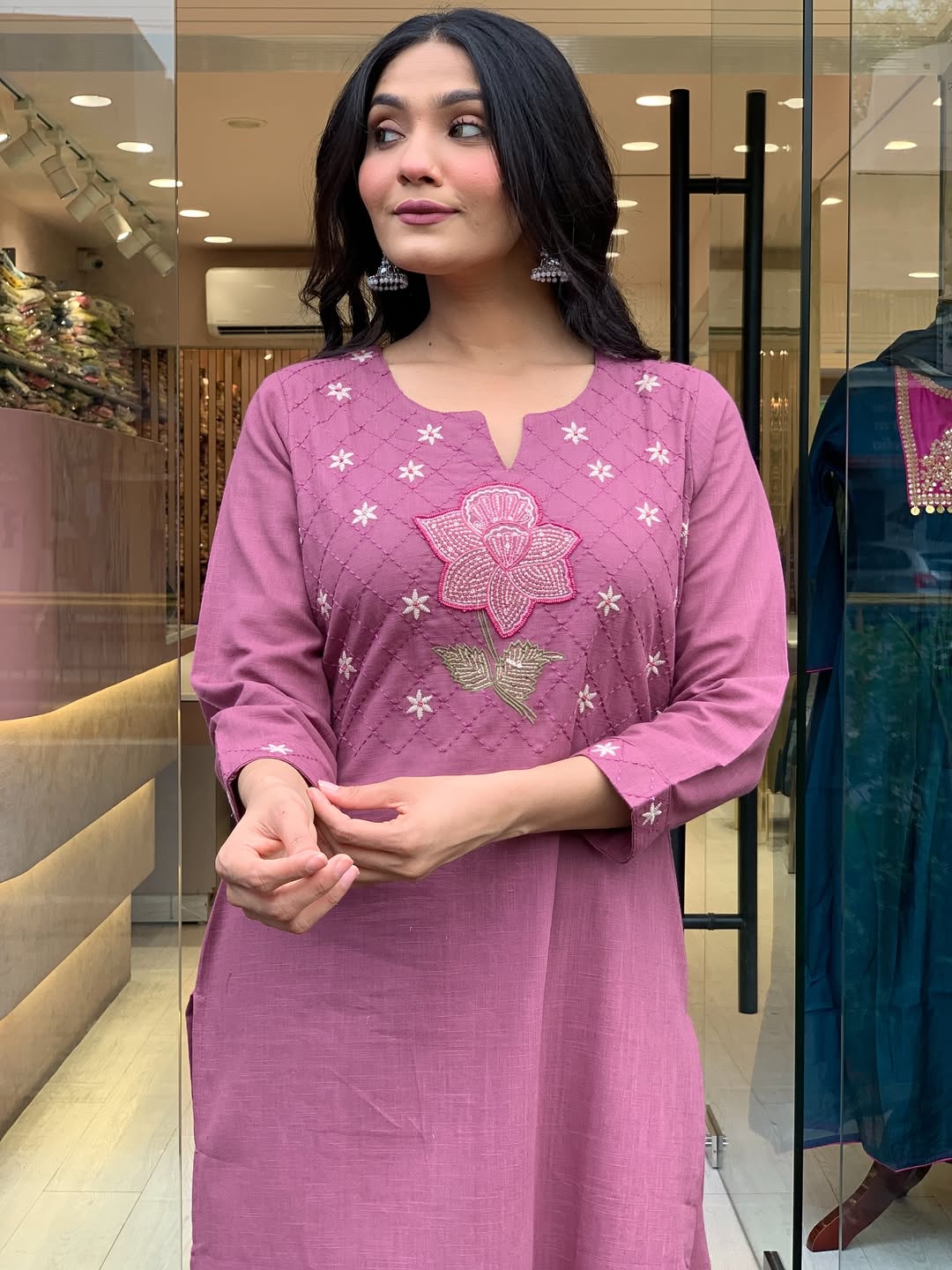 Elegant Mauve 3-Piece Kurta Set with Dupatta