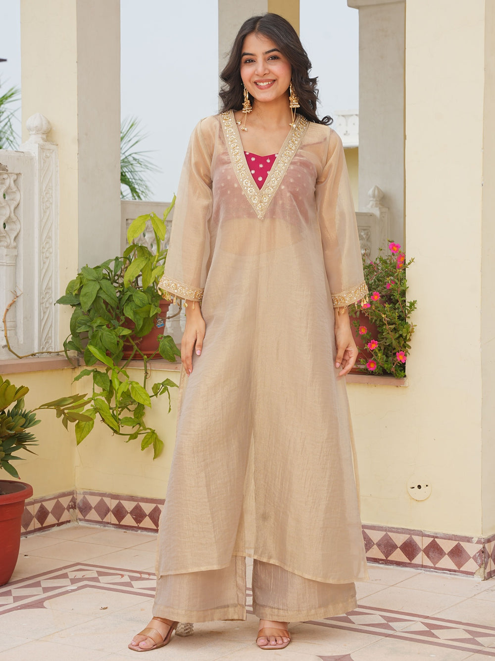 GOLDEN TISSUE KURTA SET