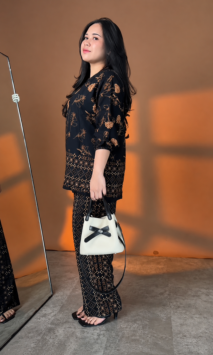 Premium Black Printed Rayon Co-Ord Set