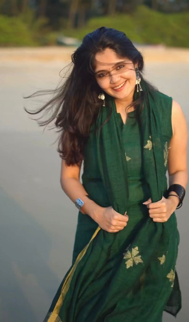 Elegant Emerald Green 3-Piece Festive Ethnic Suit Set