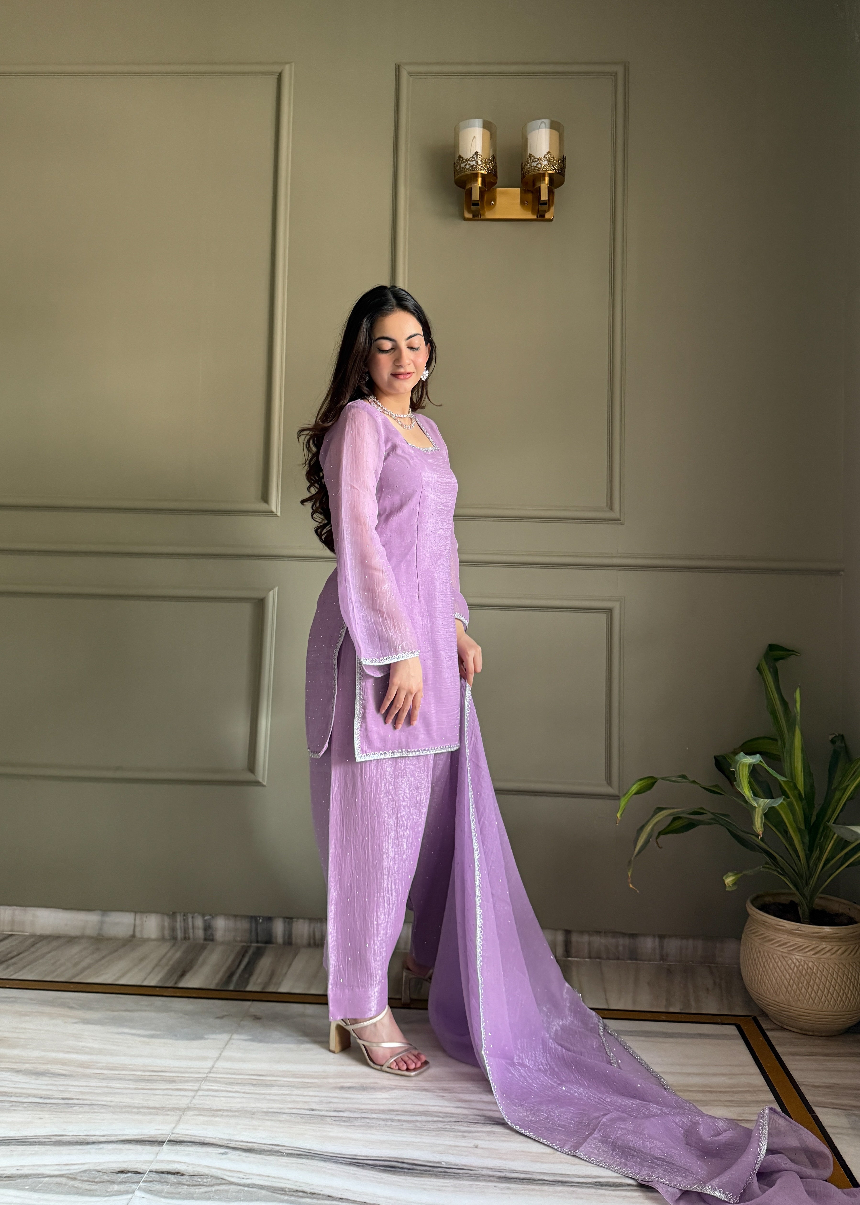 Luvender Color Crunchy Silk Farshi Suit