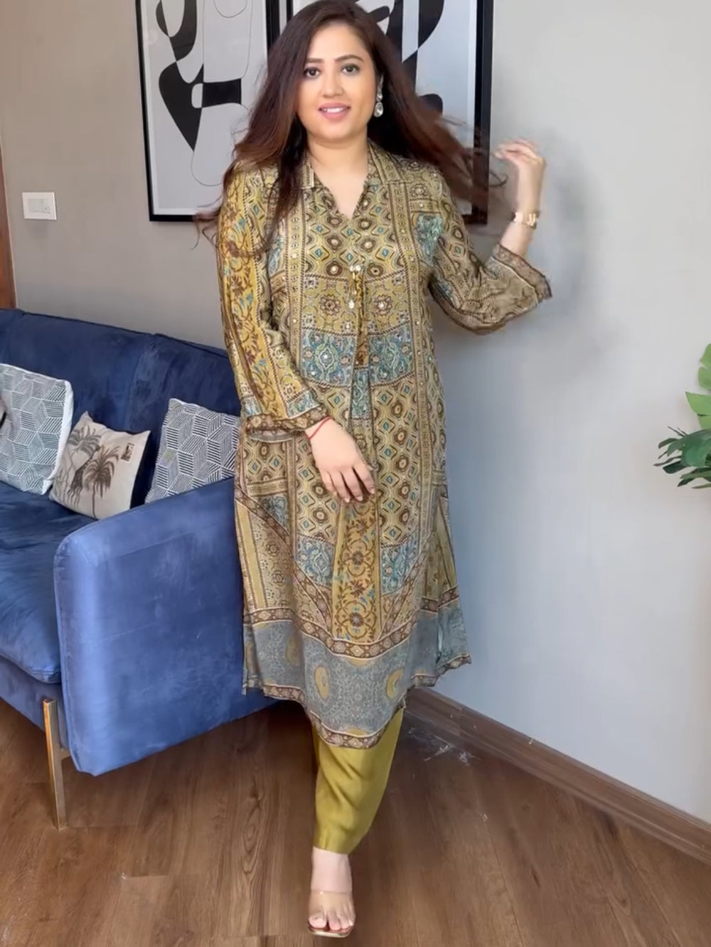 Avanika Royal Ajarakh Printed Kurta Set