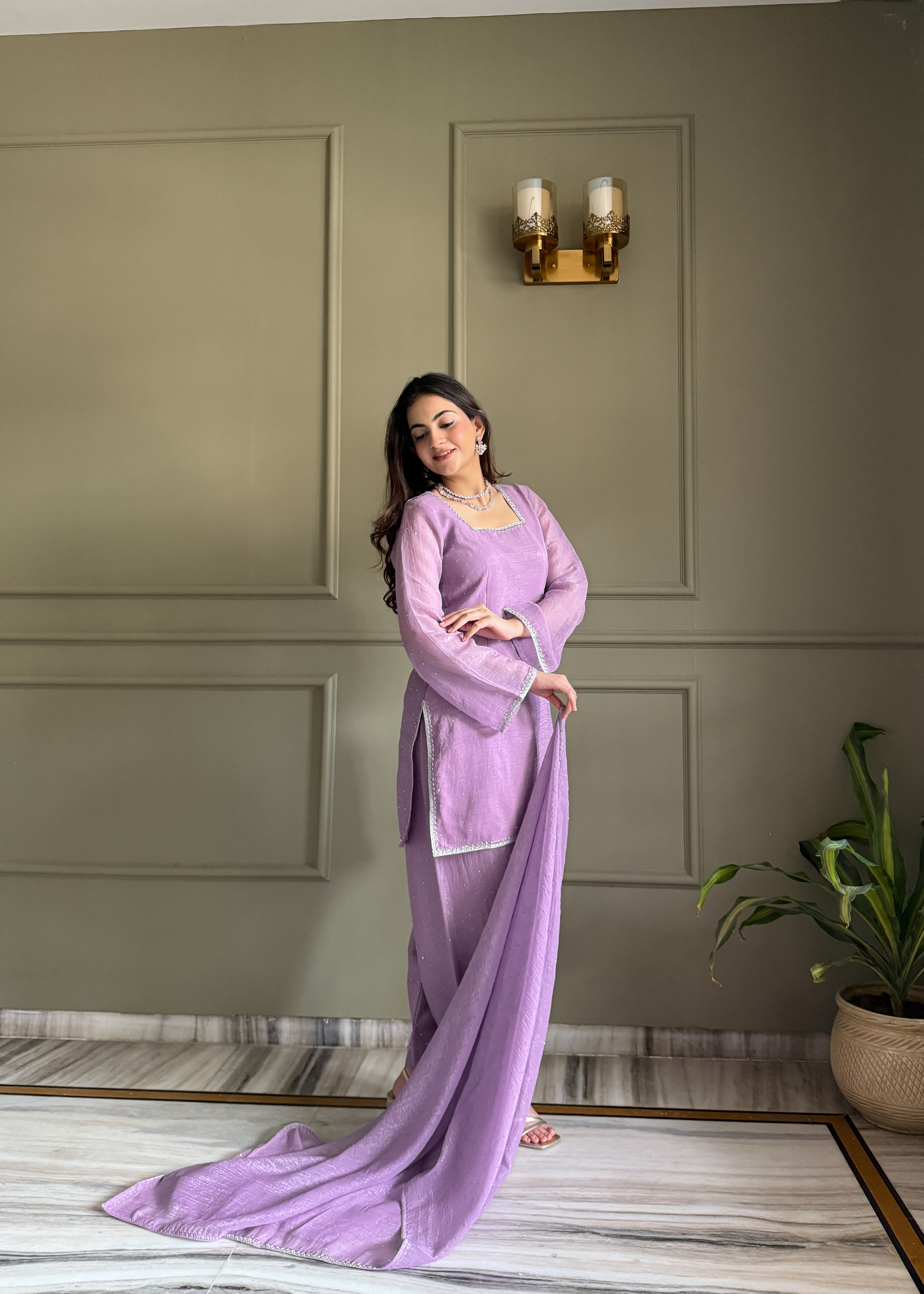Luvender Color Crunchy Silk Farshi Suit