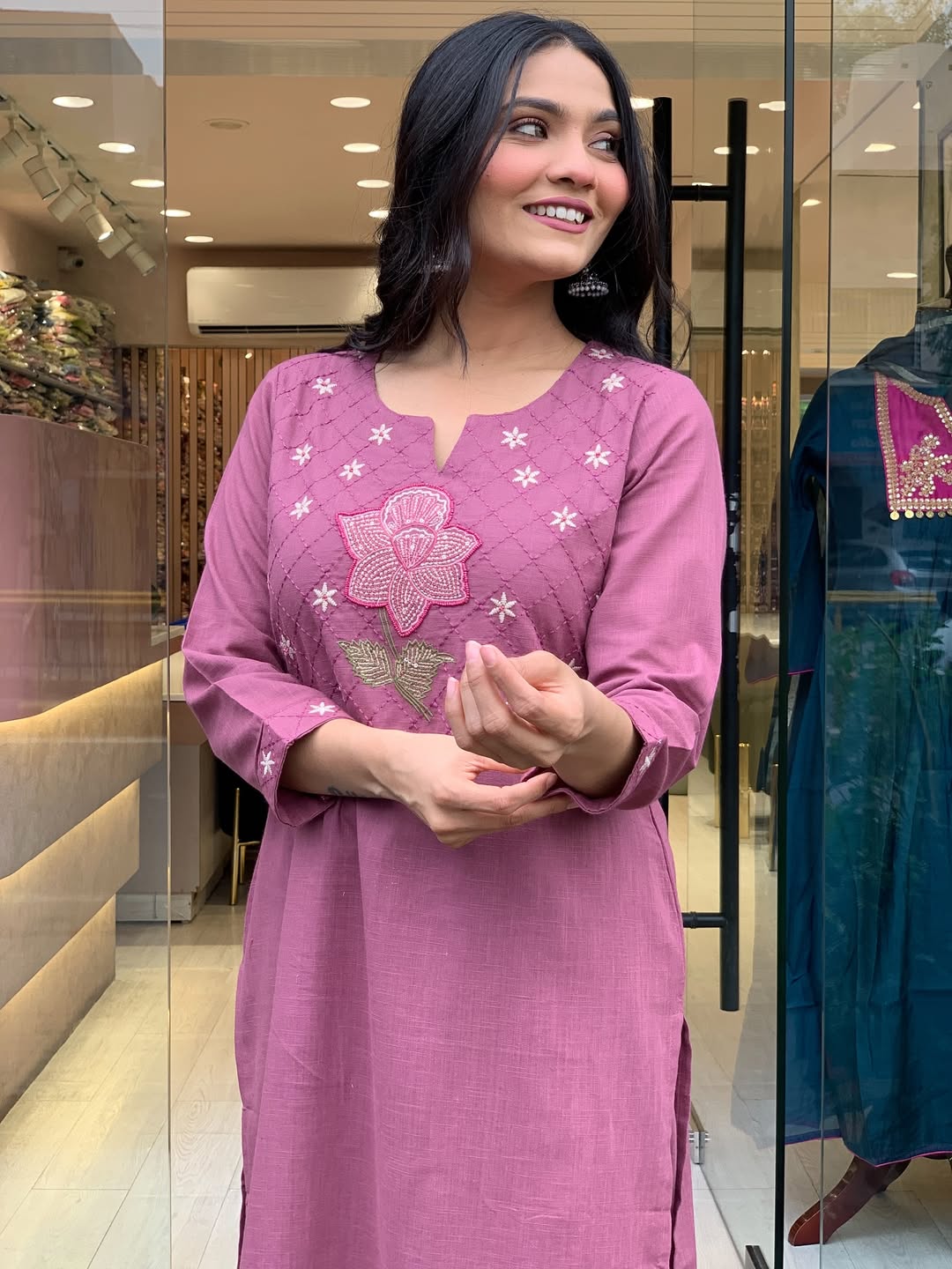 Elegant Mauve 3-Piece Kurta Set with Dupatta