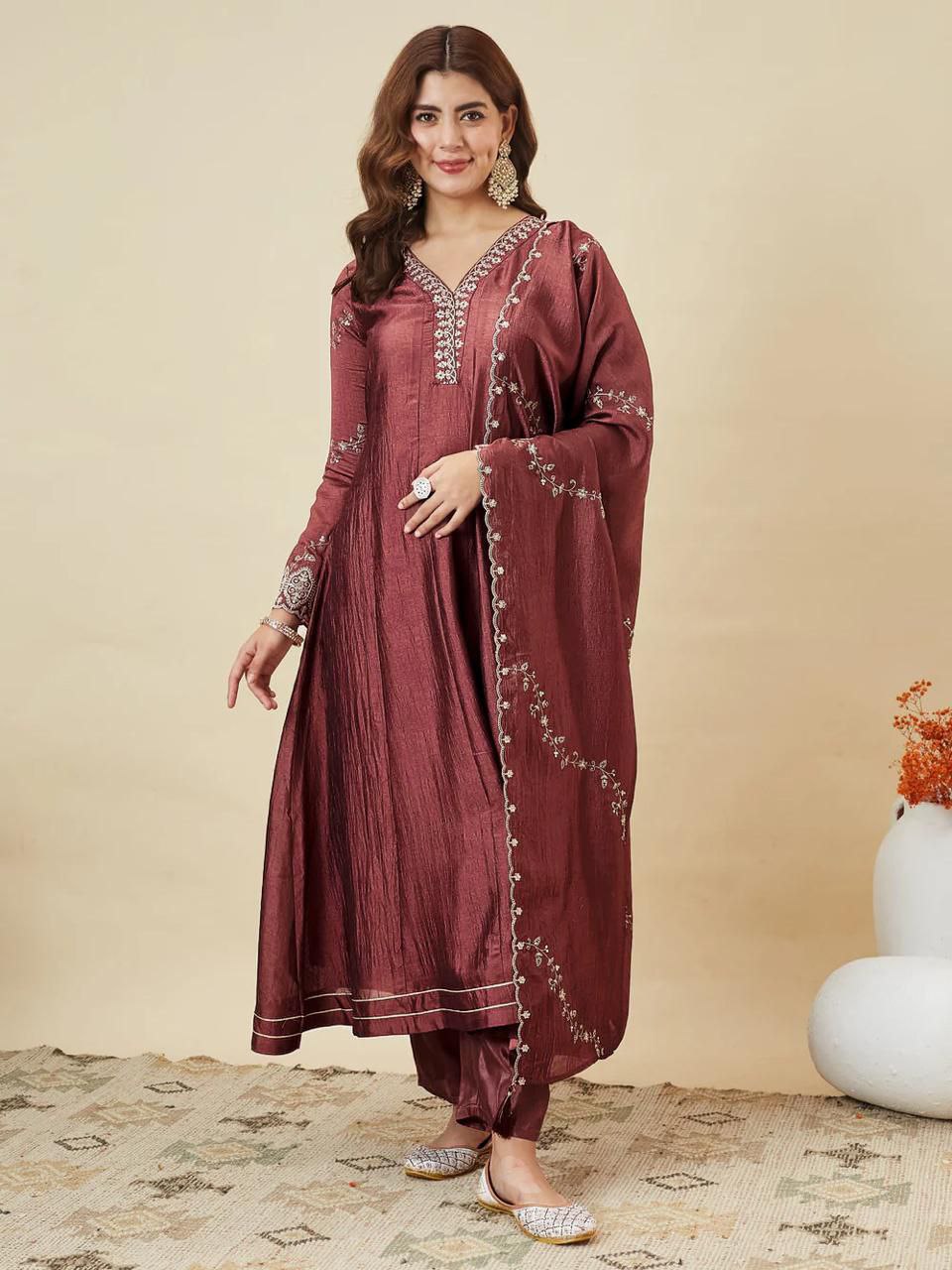 Zareen Aura Embroidered Anarkali Kurti Pant Set