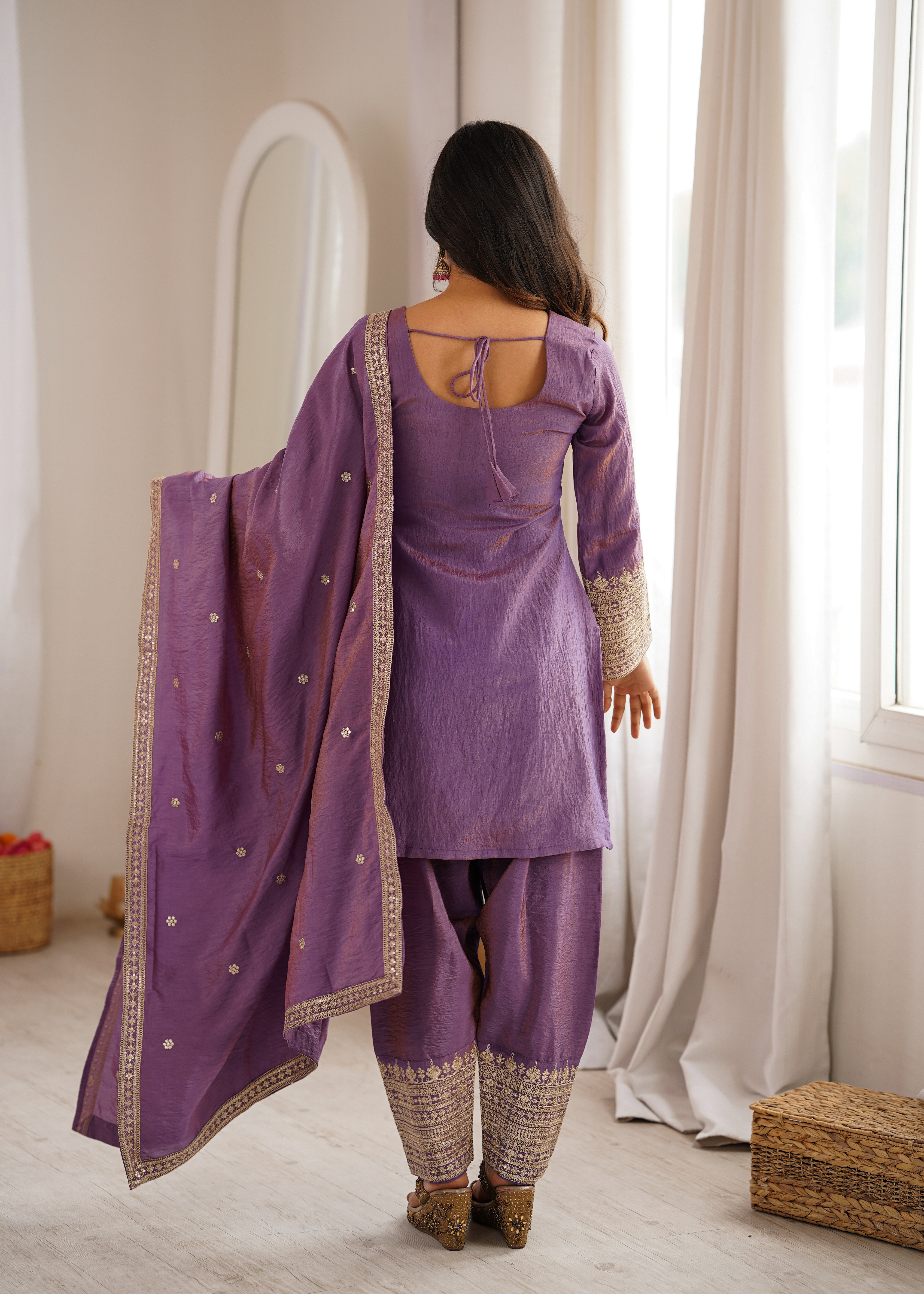 Onion Pink Color NC Vichitra Silk Farshi Salwar Suit