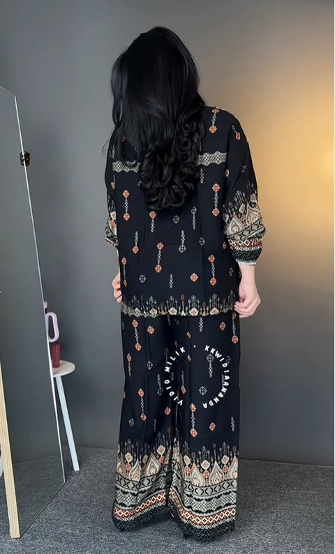 Stylish Black Reyon Co Ord Set