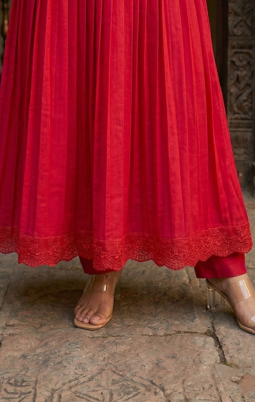Elegant Wine Red Anarkali Suit Set with Dupatta