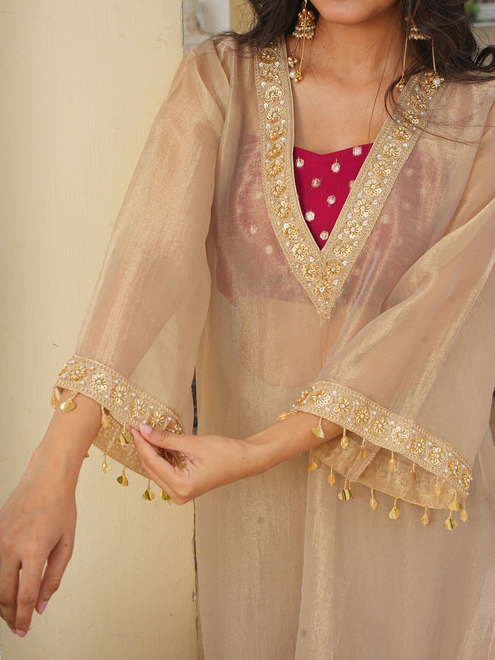 GOLDEN TISSUE KURTA SET