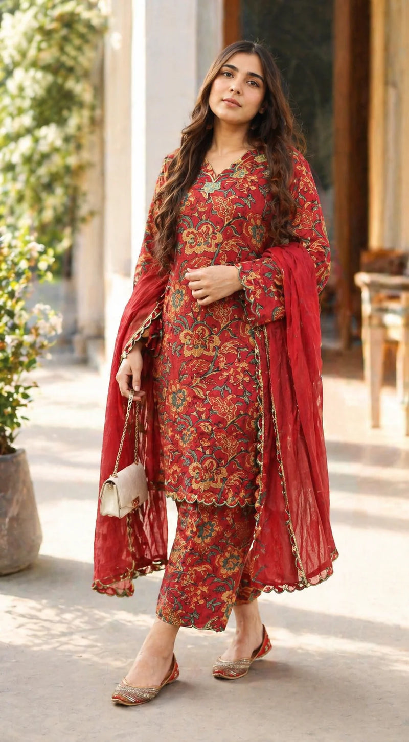 Pure Cotton Printed Suit Set with Dupatta