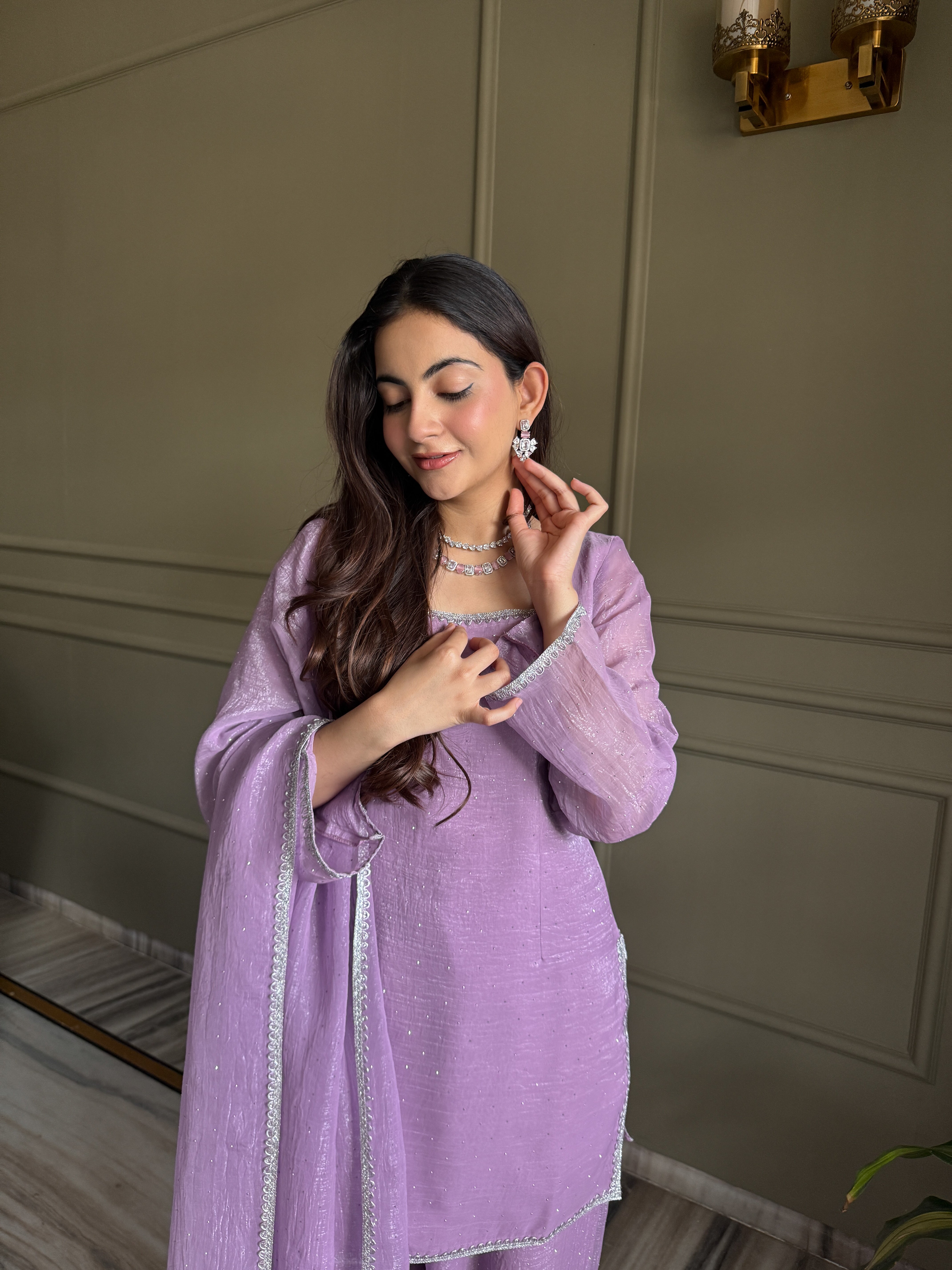 Luvender Color Crunchy Silk Farshi Suit