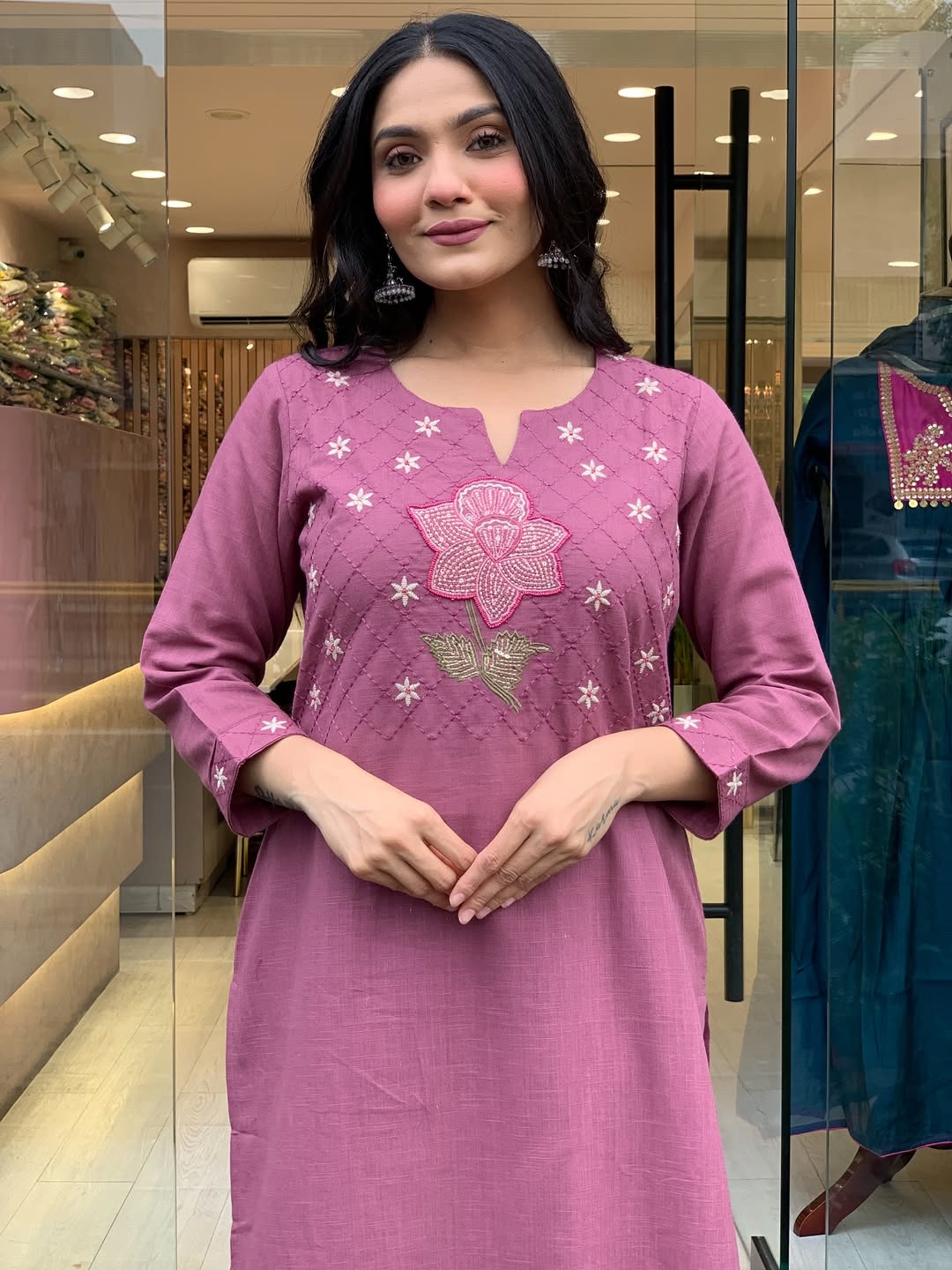 Elegant Mauve 3-Piece Kurta Set with Dupatta
