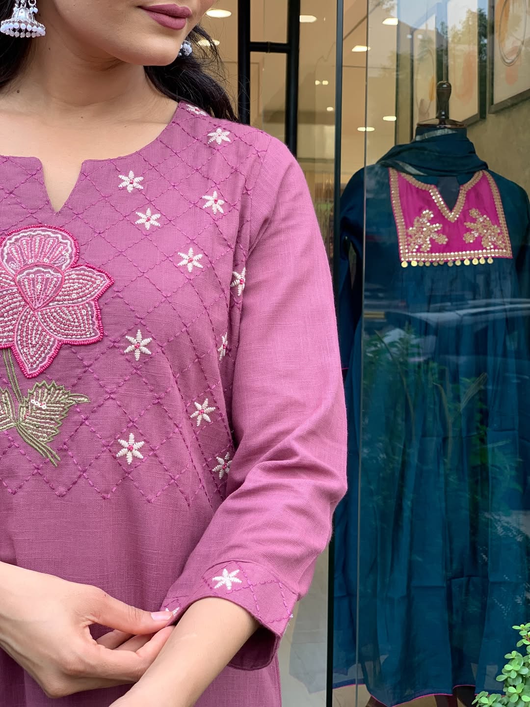 Elegant Mauve 3-Piece Kurta Set with Dupatta