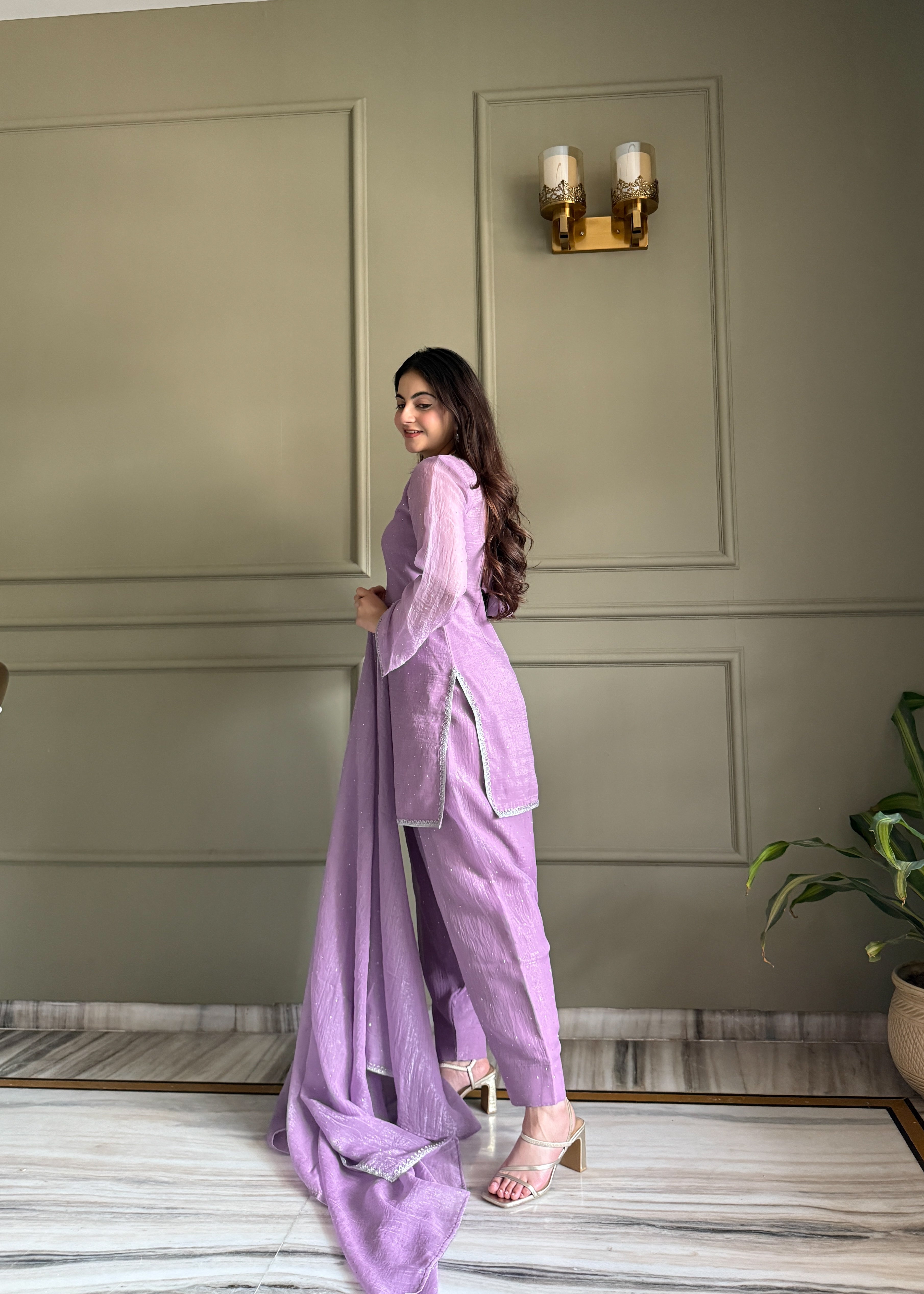 Luvender Color Crunchy Silk Farshi Suit