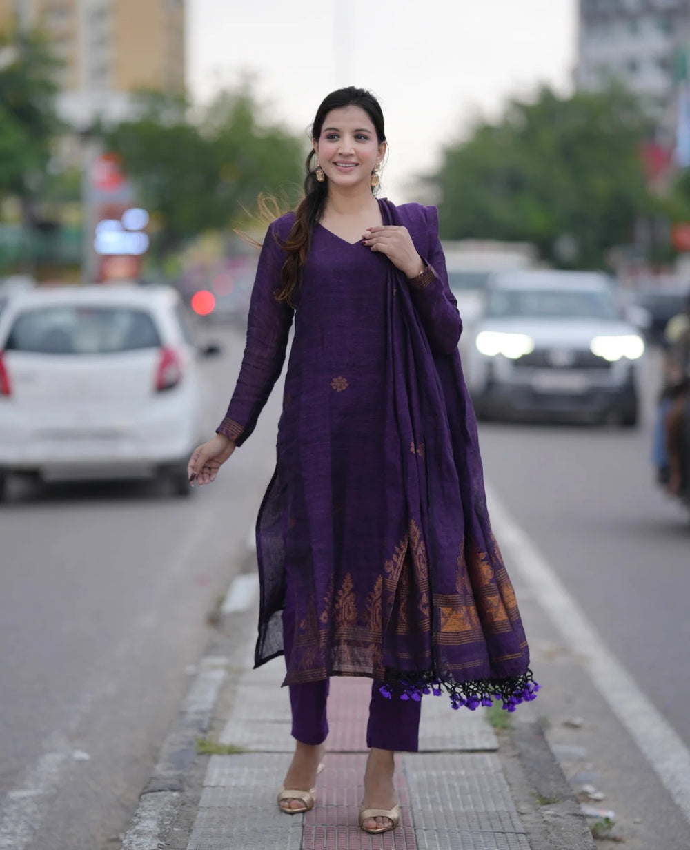 Royal Purple Bliss Festive 3-Piece Salwar Suit Set