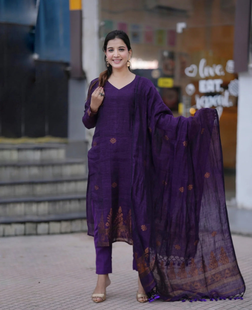 Royal Purple Bliss Festive 3-Piece Salwar Suit Set