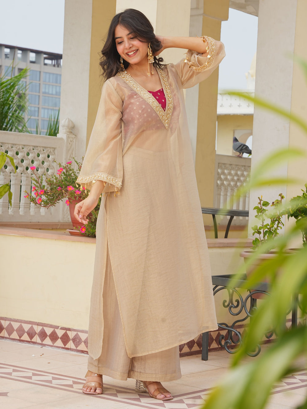GOLDEN TISSUE KURTA SET