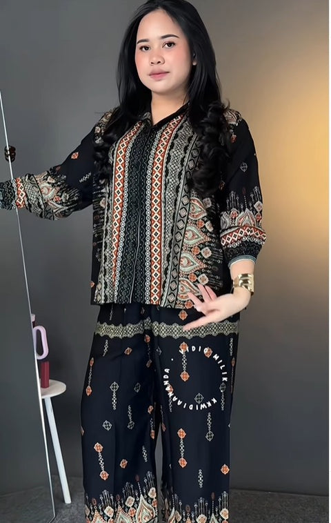 Stylish Black Reyon Co Ord Set