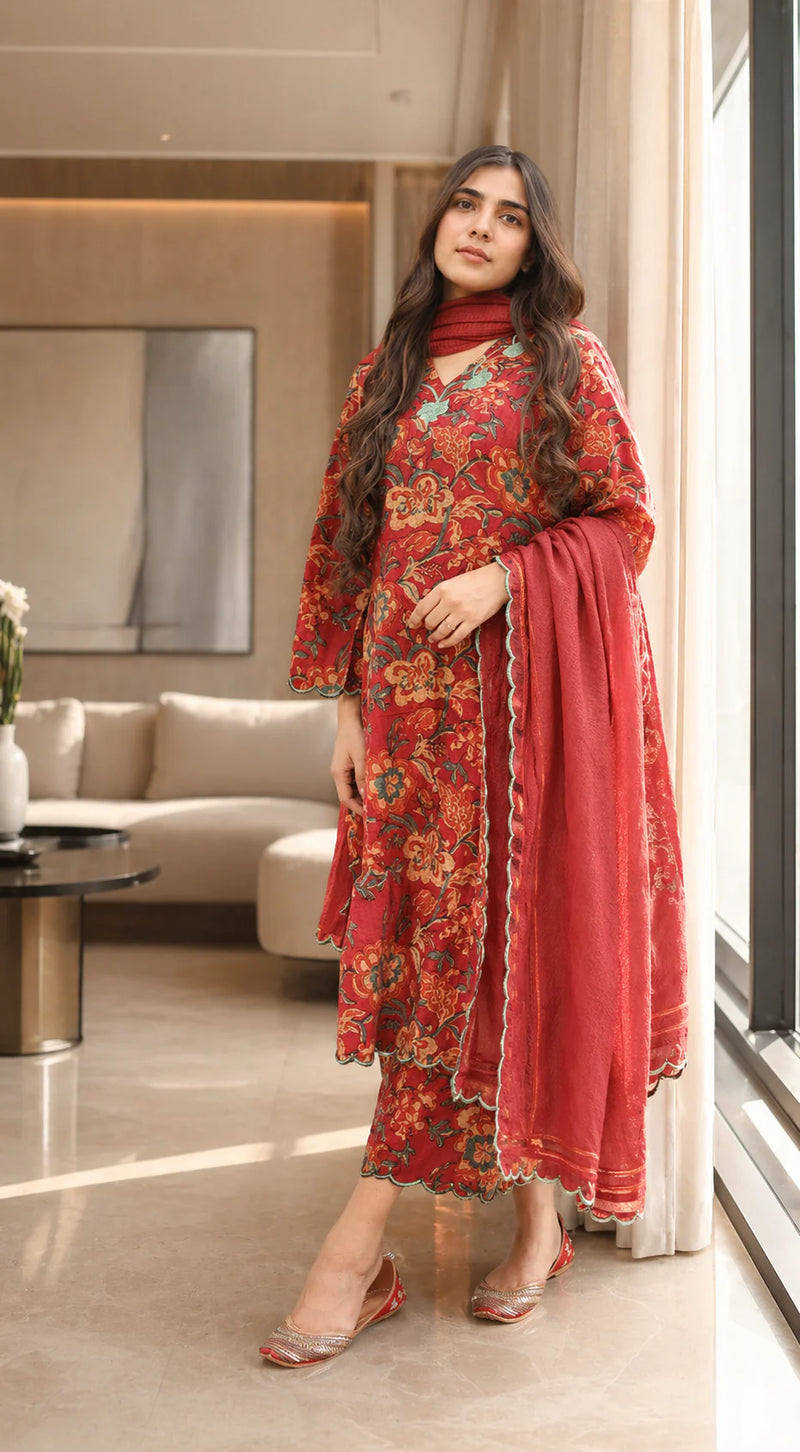 Pure Cotton Printed Suit Set with Dupatta