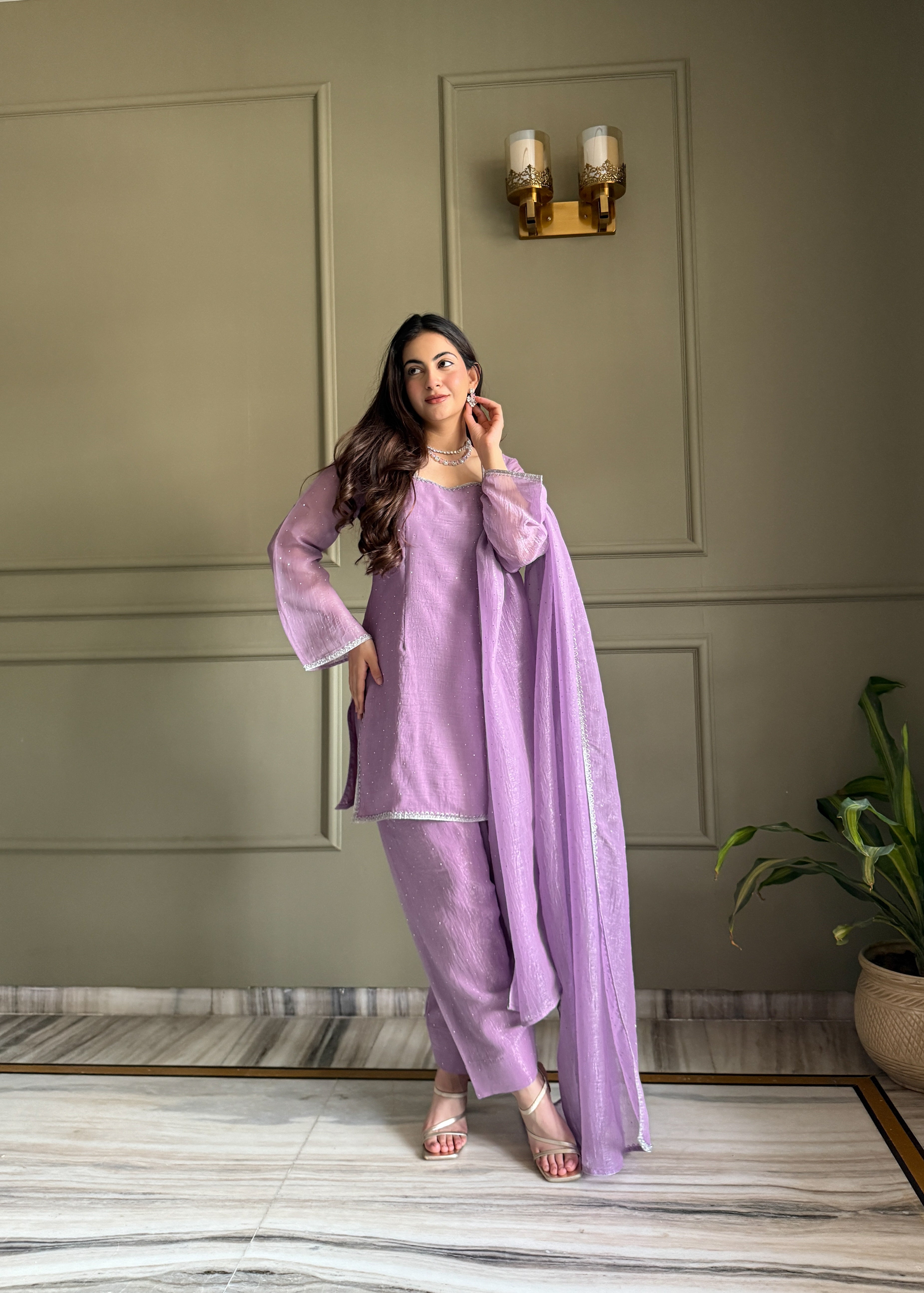 Luvender Color Crunchy Silk Farshi Suit