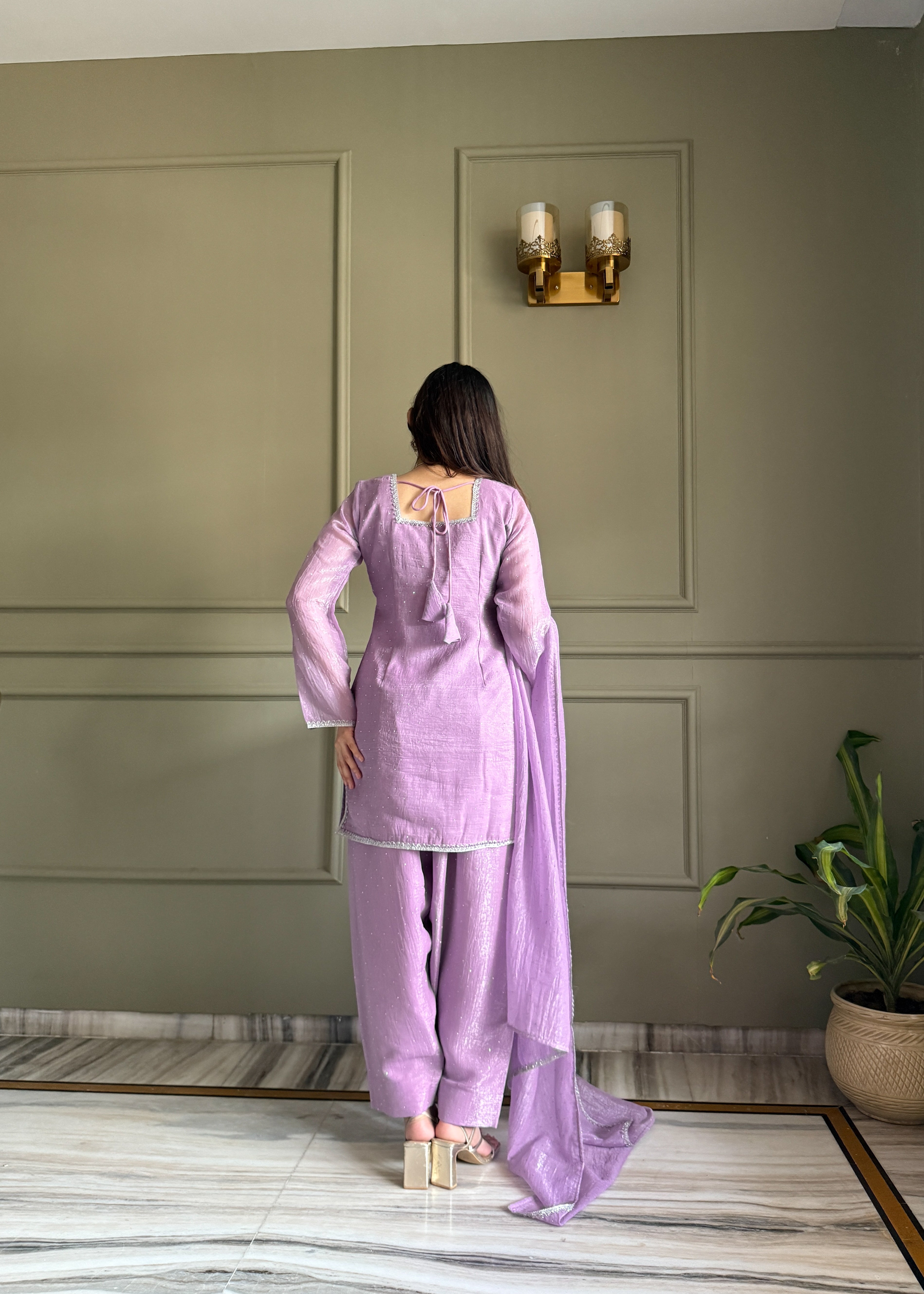 Luvender Color Crunchy Silk Farshi Suit