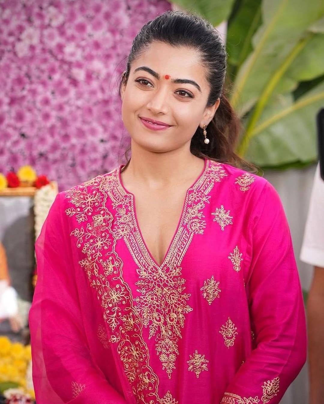 Hot Pink Embroidered Kurta Palazzo Dupatta Set