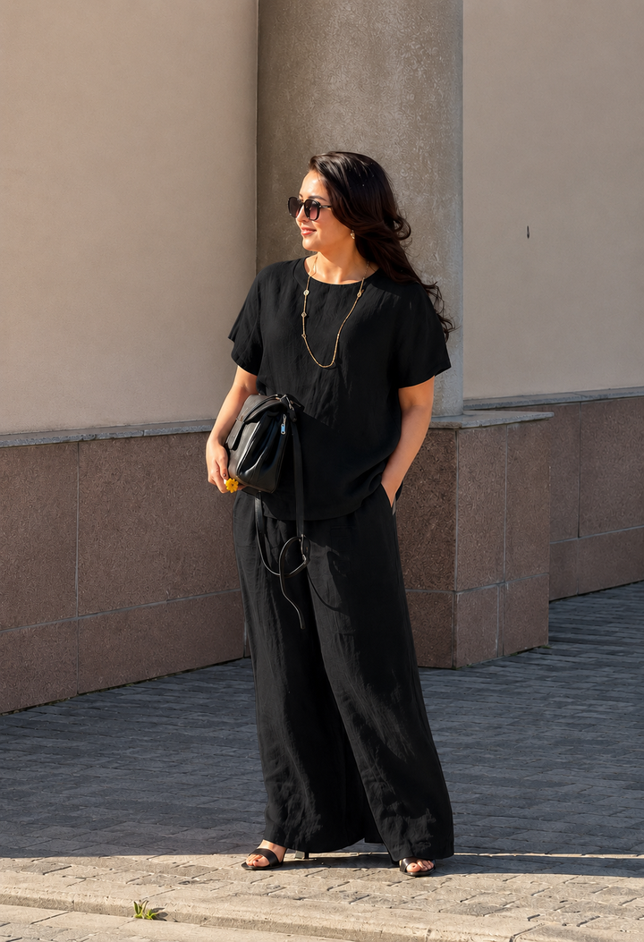 Rust Linen Blend Co-Ord Set for Women